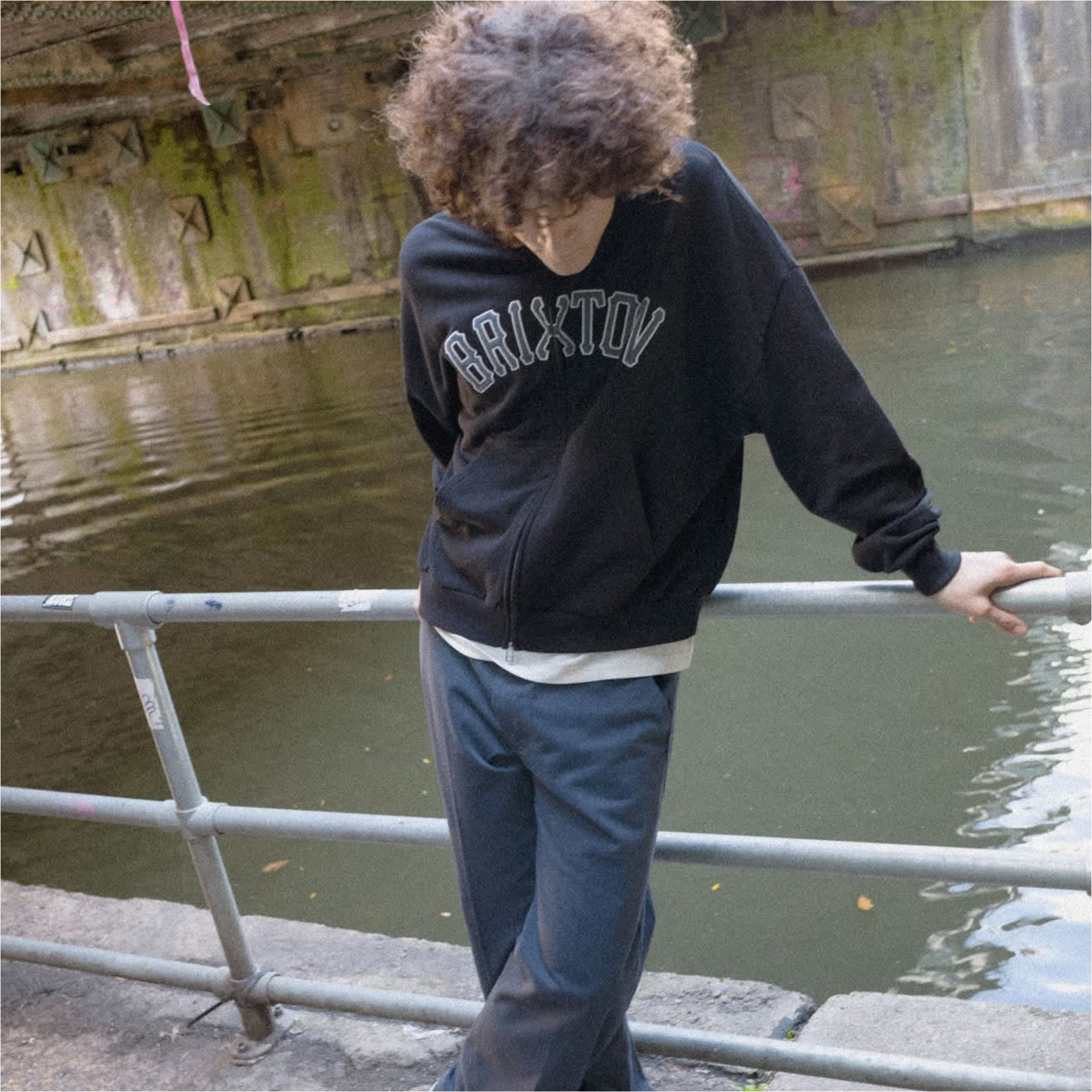 2026 Brixton Mens Dugout Zip Hoodie 23082 - Black / Grey